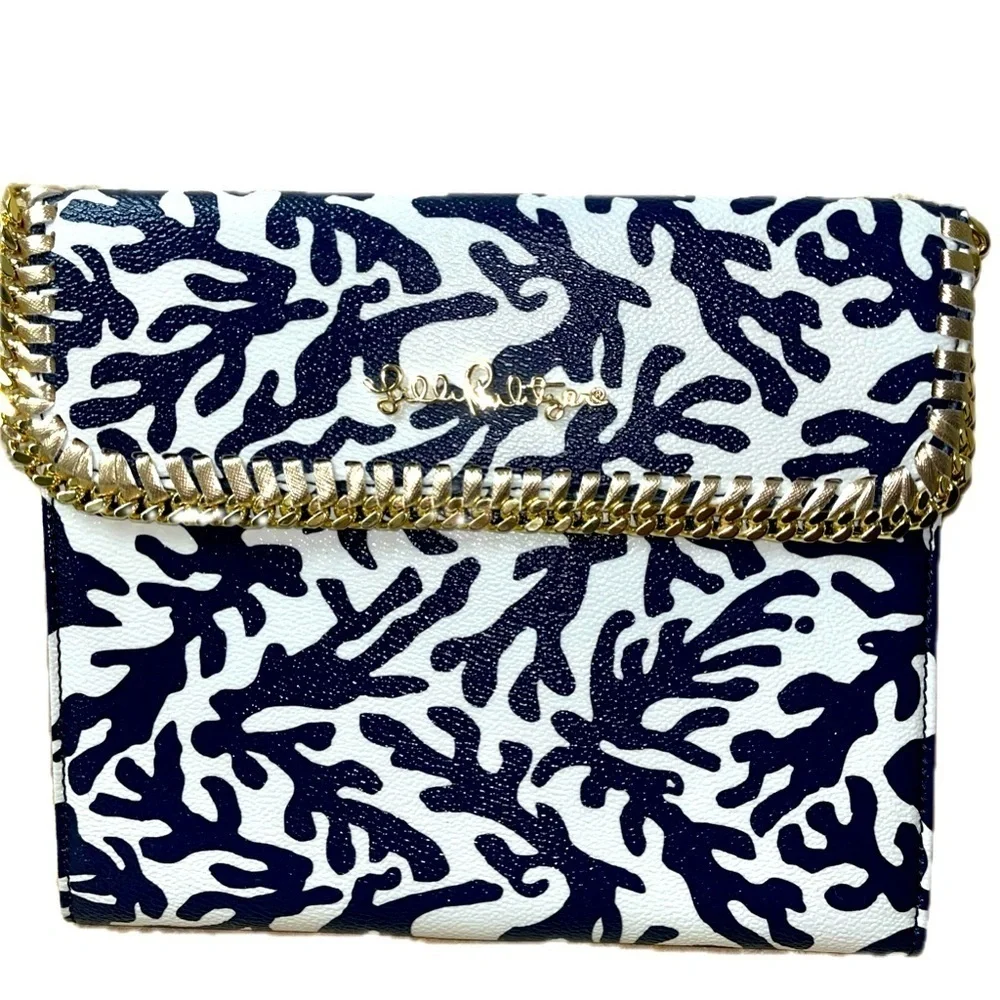 Lilly Pulitzer chain link iPad Tablet Case Treasure, Blue, White & Gold